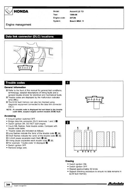 Autodata - Diagnostic Trouble Codes Fault locations and probable causes - 2004 edition