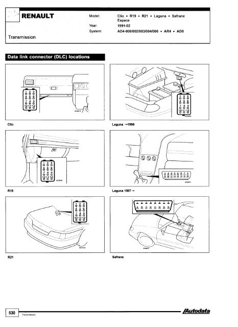 Autodata - Diagnostic Trouble Codes Fault locations and probable causes - 2004 edition