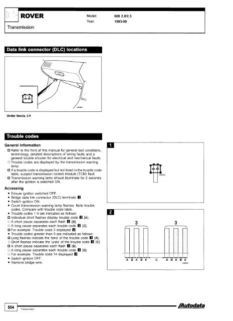 Autodata - Diagnostic Trouble Codes Fault locations and probable causes - 2004 edition