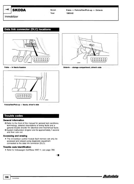 Autodata - Diagnostic Trouble Codes Fault locations and probable causes - 2004 edition