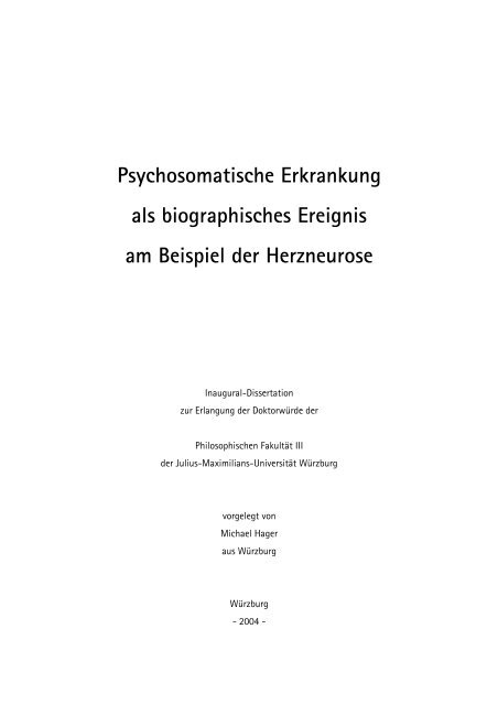 Psychosomatische Erkrankung als biographisches Ereignis am ...