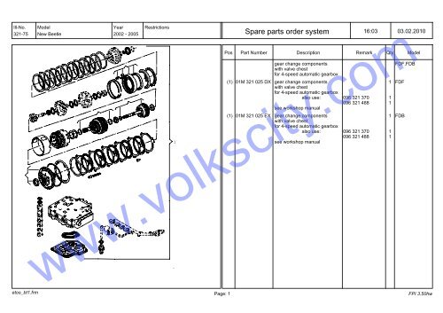 VW Beetle Parts List 2001-2005 - Volks City