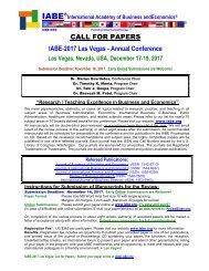IABE-2017 Las Vegas Call For Papers