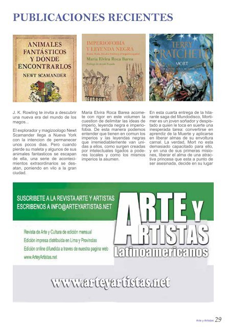 Revista Arte y Artistas Edicion febrero 2017