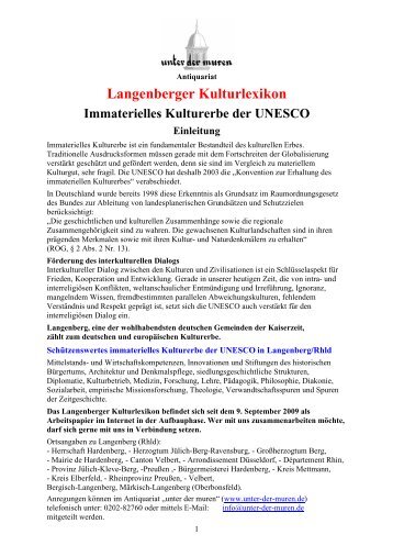 Langenberger Kulturlexikon - unter der muren