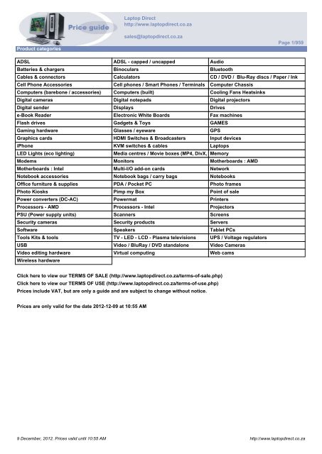 Laptop Direct price list