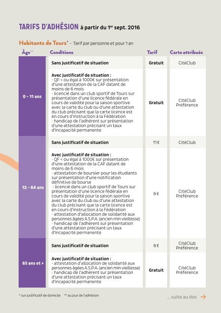 AVANTAGES MODALITÉS D’ADHÉSION ET NOUVEAUX TARIFS