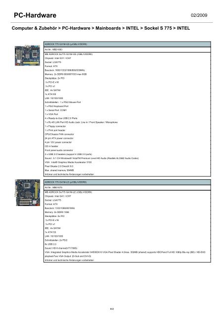 - Arbeitsspeicher - Controller & I/O Karten - CPU - Festplatten ...