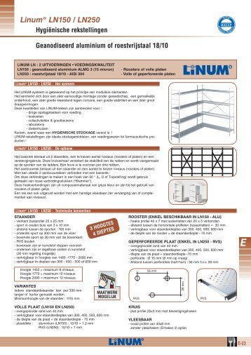 Hygiënische rekstellingen Linum® LN150 / LN250