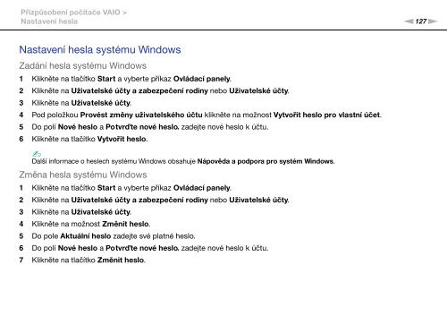 Sony VPCSB1C7E - VPCSB1C7E Istruzioni per l'uso Ceco