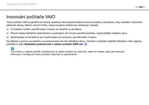 Sony VPCSB1C7E - VPCSB1C7E Istruzioni per l'uso Ceco