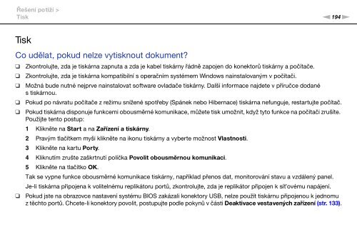 Sony VPCSB1C7E - VPCSB1C7E Istruzioni per l'uso Ceco