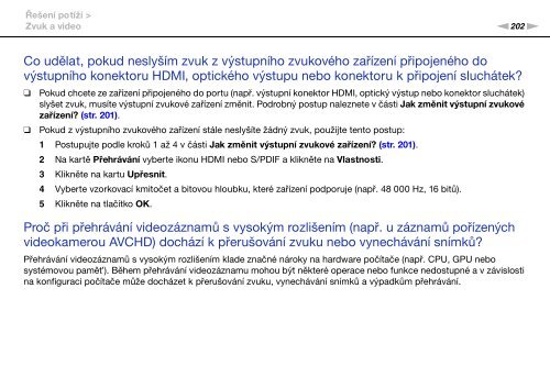 Sony VPCSB1C7E - VPCSB1C7E Istruzioni per l'uso Ceco