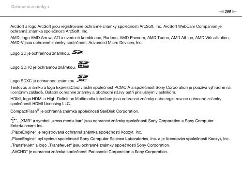 Sony VPCSB1C7E - VPCSB1C7E Istruzioni per l'uso Ceco