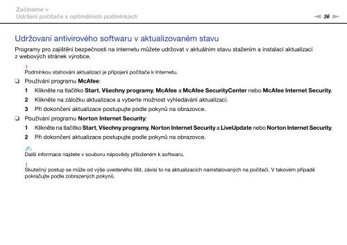 Sony VPCSB1C7E - VPCSB1C7E Istruzioni per l'uso Ceco