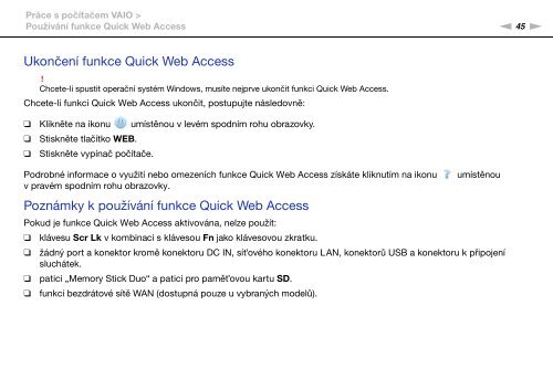 Sony VPCSB1C7E - VPCSB1C7E Istruzioni per l'uso Ceco