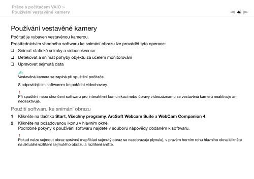 Sony VPCSB1C7E - VPCSB1C7E Istruzioni per l'uso Ceco