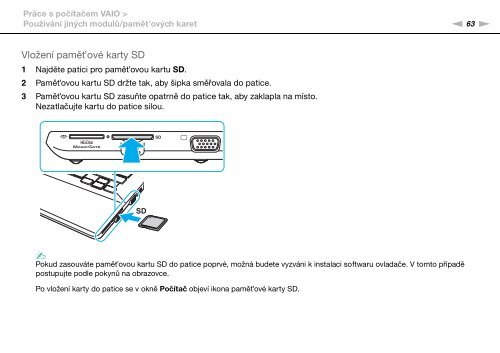 Sony VPCSB1C7E - VPCSB1C7E Istruzioni per l'uso Ceco