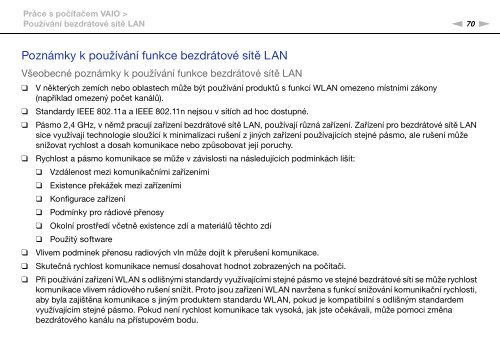 Sony VPCSB1C7E - VPCSB1C7E Istruzioni per l'uso Ceco