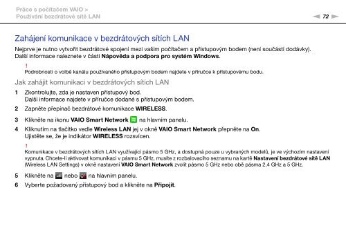 Sony VPCSB1C7E - VPCSB1C7E Istruzioni per l'uso Ceco