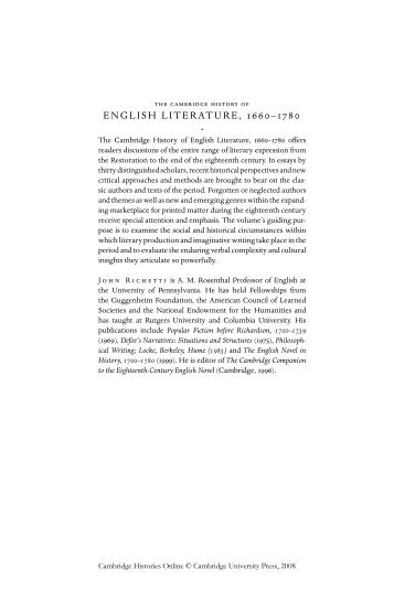 ENGLISH LITERATURE, 1660â€“1780 - uogenglish