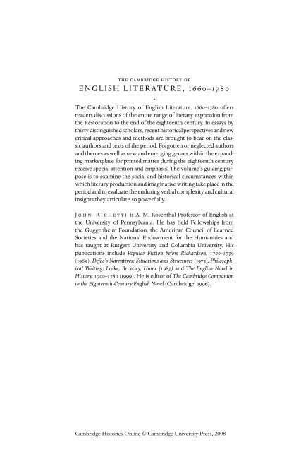 ENGLISH LITERATURE, 1660â€“1780 - uogenglish