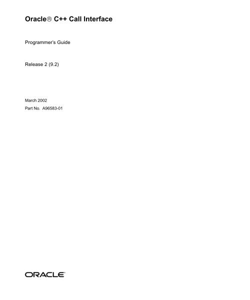 Oracle C++ Call Interface Programmer's Guide