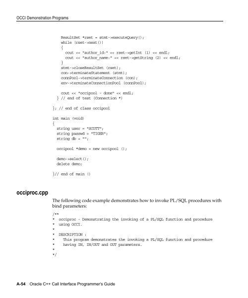 Oracle C++ Call Interface Programmer's Guide