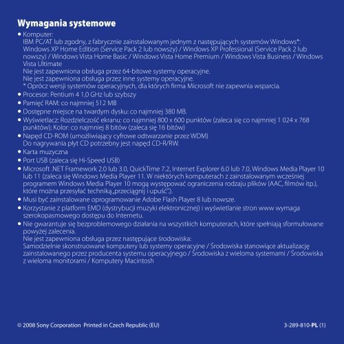 Sony NWZ-A828 - NWZ-A828 Istruzioni per l'uso Polacco