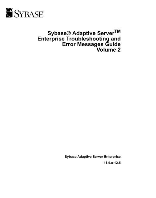 Sybase Adaptive Server Enterprise Troubleshooting And Error