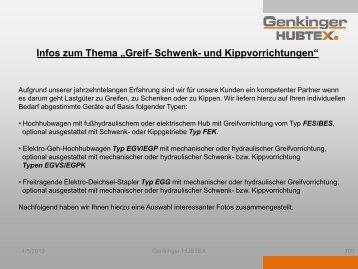 Greif- Schwenk- und Kippvorrichtungen - Genkinger-HUBTEX GmbH