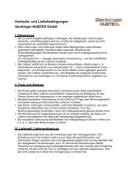 Verkaufs- und Lieferbedingungen Genkinger-HUBTEX GmbH