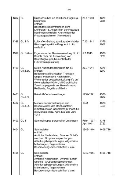 Bundesarchiv-Militärarchiv Bestand RL 3 Generalluftzeugmeister