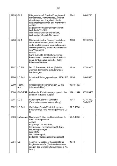 Bundesarchiv-Militärarchiv Bestand RL 3 Generalluftzeugmeister