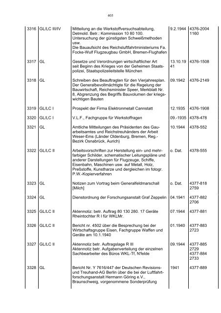 Bundesarchiv-Militärarchiv Bestand RL 3 Generalluftzeugmeister