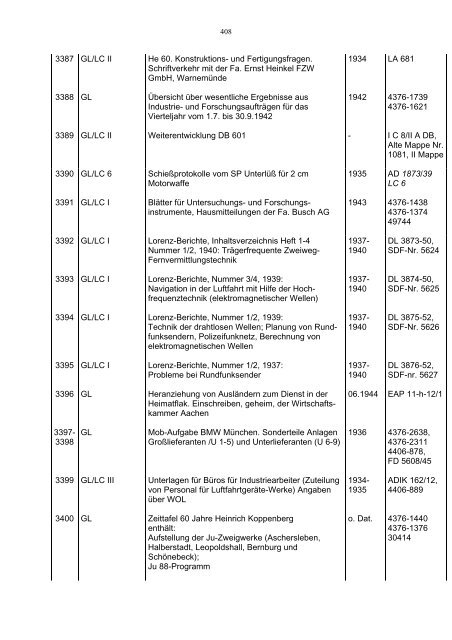 Bundesarchiv-Militärarchiv Bestand RL 3 Generalluftzeugmeister