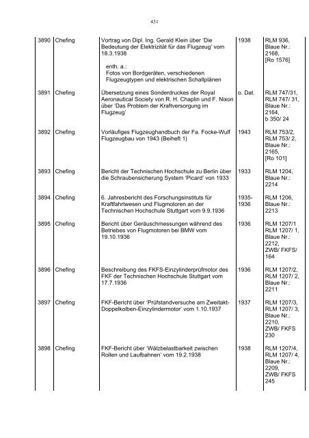 Bundesarchiv-Militärarchiv Bestand RL 3 Generalluftzeugmeister