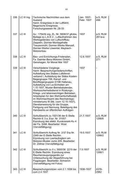 Bundesarchiv-Militärarchiv Bestand RL 3 Generalluftzeugmeister