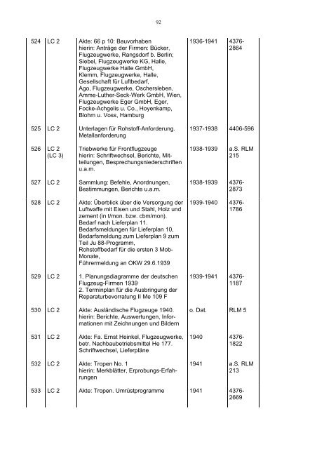 Bundesarchiv-Militärarchiv Bestand RL 3 Generalluftzeugmeister