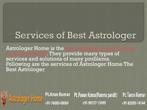 Services of Astrologer Home - The Best Astrologer