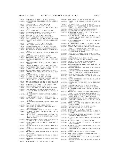 MARKS PUBLISHED FOR OPPOSITION