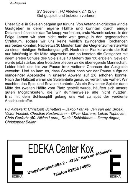 FC Echo Seite 20 - FC Aldekerk 28/52 eV