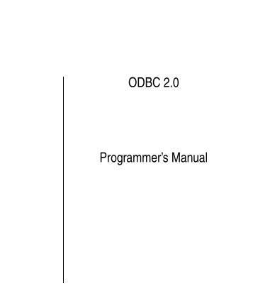 ODBC 2.0 Programmer's Manual - Oracle Software Downloads