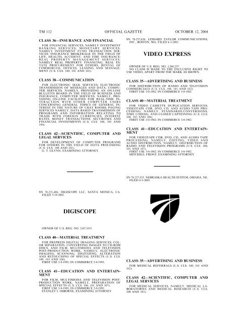 Trademark Official Gazette