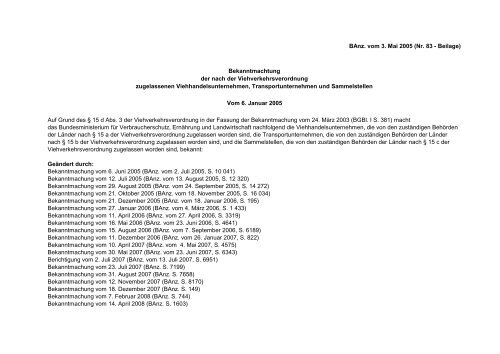 Zugelassene Viehhandelsunternehmen ... - BMELV