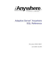 Adaptive Server® Anywhere SQL Reference - Sybase