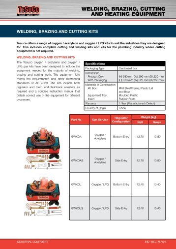 Tesuco Welding Brazing Cutting and Heating Equipment