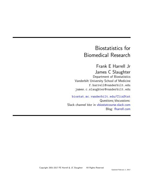 Biostatistics for Biomedical Research