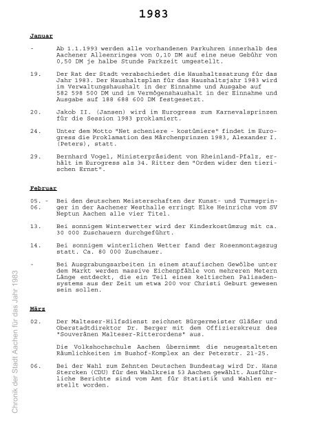 Chronik der Stadt Aachen: 1976 bis 2007