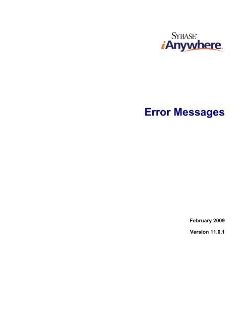 Error Messages - Sybase